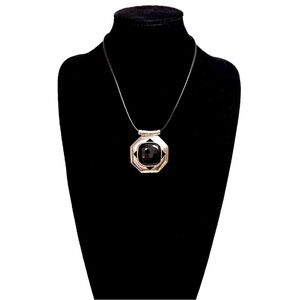 CHICOS Black Cord & Silver Pendant Necklace | NWT